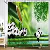 3D Printed Cartoon Cute Panda Shower Curtain Green Plant Bamboo Scenery  Bathroom Polyester Waterproof Shower Curtain With Hook