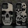 Silver Frosted Skull Case for iPhone 14 Pro/13/11 Pro Max - Halloween Design Compatible with Apple Devices