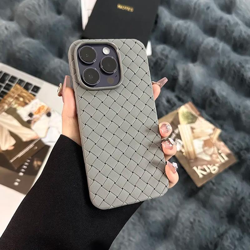 Applicable To IPhone 16pro Mobile Phone Case Apple 15 Mobile Phone Case Solid Color Braided Heat Dissipation and Breathable Tpu Protective Case Soft