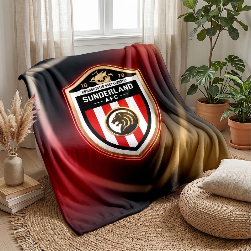 Sunderland Football Print Flannel Blanket, Soft Warm Lightweight Throw Blanket for Sofa Bed Camping