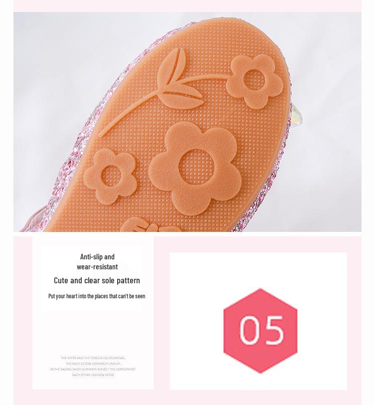 Elsa Princess Girls' Rhinestone Crystal Shoes – Summer/Fall Fashion, Soft Sole Flats