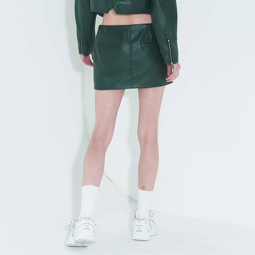 Kimjisu Faux-Leather Low Rise Mini Skirt _ Green