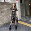 Floral Dress Medium and Long Women's Clothing New Summer Irregular Short-sleeved Skirt Waist and Thin Design