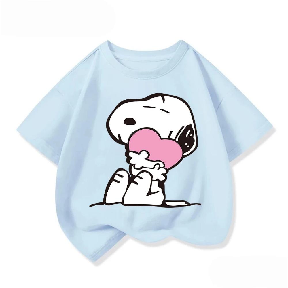 

Kawaii Short Sleeve T Shirt Cute Snoopy Design Crew Neck Trendy Fashion Summer Streetwear For Kids 3 14 Age 110