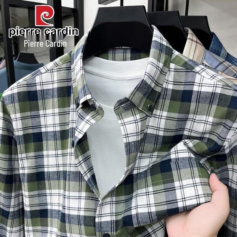 Pierre Cardin Men s 100% Cotton Long-Sleeve Plaid Shirt 44