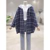 Plus-Size Lazy Style Retro Casual Plaid Long-Sleeve Shirt for Women, Early Spring and Autumn Loose Layering Jacket Top