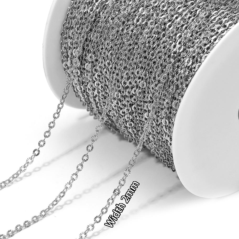 2Meters Stainless Steel PVD Gold Textrued Cable Chain for DIY Girls Necklace Women Bracelet Jewelry Earrings Making Supplies