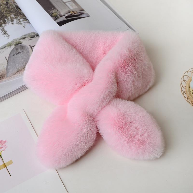Unisex Winter Scarf: Thick, Warm, Imitation Rex Rabbit Fur, Versatile Plush Cross Design for Neck Protection