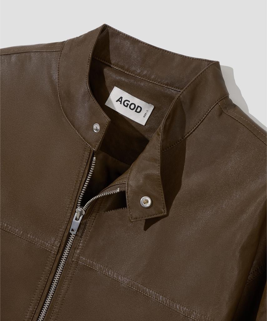 Agod Leather Standard Biker Jacket [Brown]
