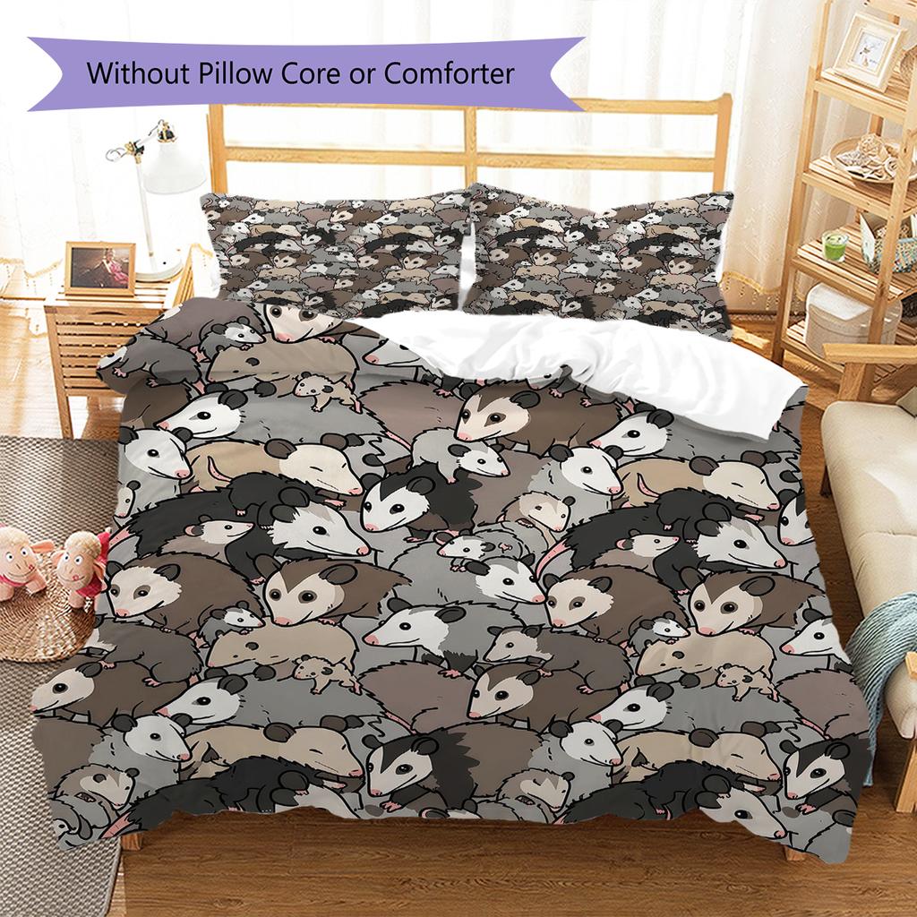 Cartoon Animal Art Pattern Bedding,Quilt Set Quilt Cover Pillowcase Home Birthday Gift (1 * duvet cover + 2 * pillowcase, without core)