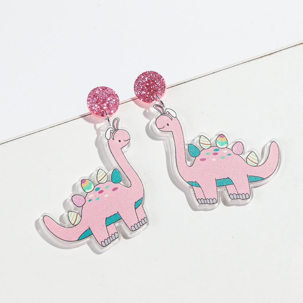 Cute Dinosaur Rabbit Acrylic Earrings Women Statement Glitter Rainbow Easter Egg Mouse Animal Drop Earring Fashion Jewelry Gifts