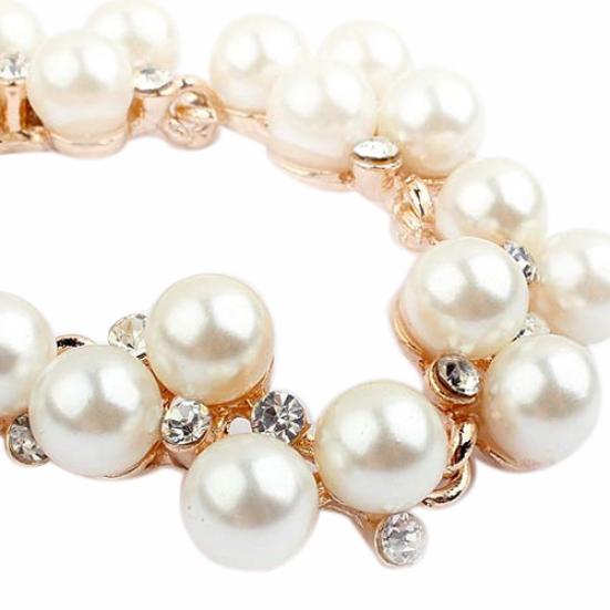 Elegant Lady Faux Pearls Shiny Rhinestone Collar Necklace Valentine's Day Gift