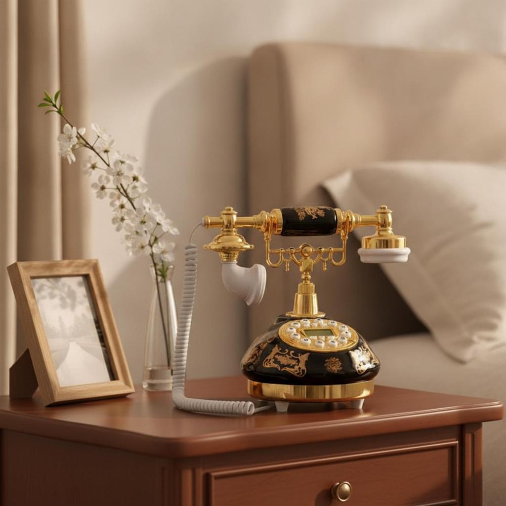 Decorative Antique Style Telephone Glossy Elegant Retro