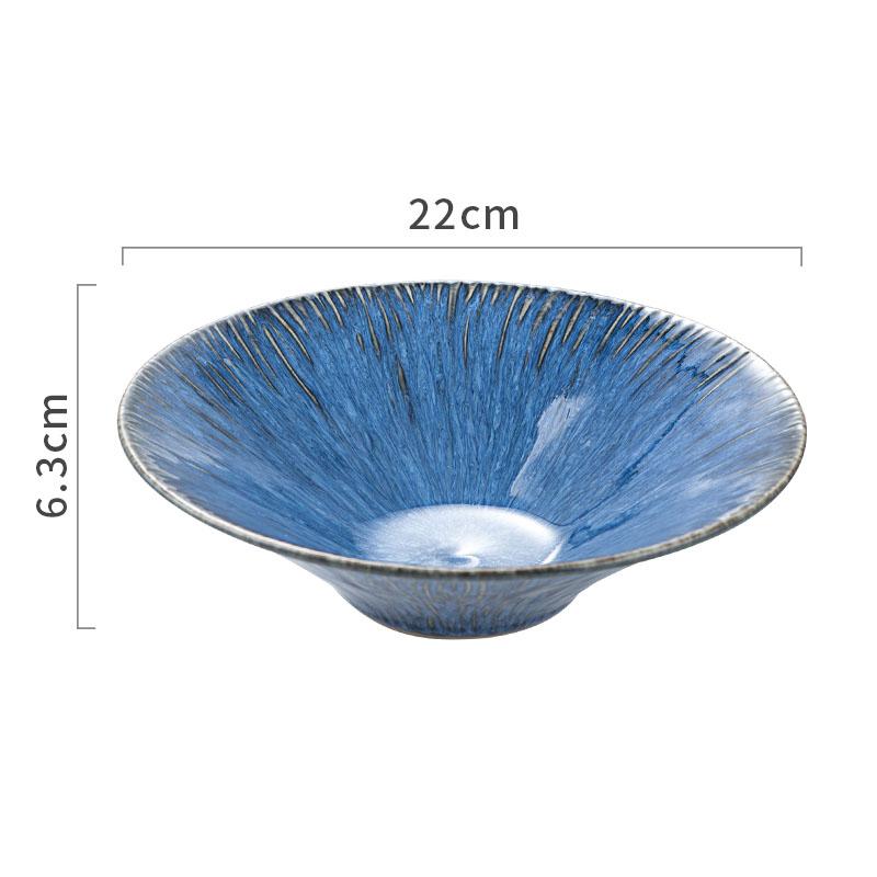 Nordic Blue Ceramic Dinner Plate Restaurant Pasta Steak Plates Home Fruit Salad Bowl Cake Dessert Kitchen Utensils