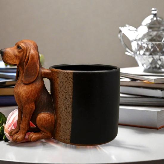 Dachshund Coffee Mug Handcrafted Bulldog Mug Funny Resin Animal Mug Personalized Gift for Dog Lovers