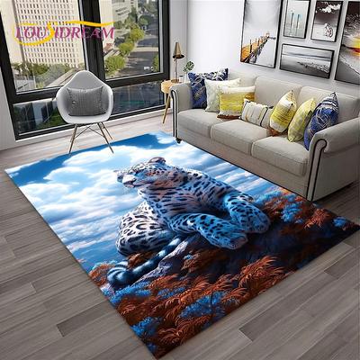 Leopard Gepard Tiere Cartoon Teppich für Zuhause Wohnzimmer Schlafzimmer Sofa Fußmatte Dekor, Kinder Spielbereich Teppich Rutschfeste Bodenmatte
