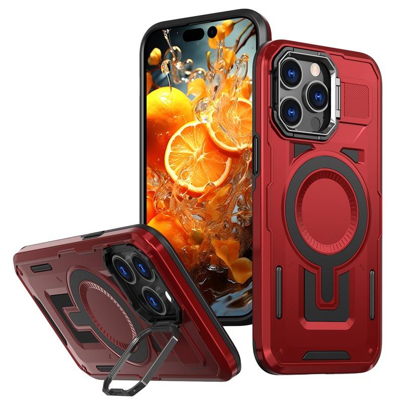 The new model is suitable for Apple 16PRO mobile phone case, lens holder, magnetic suction Magsafe anti-drop iPhone15 protective case.