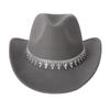 Sparkling Western Cowboy Hat Rhinestone Decoration Top Hat Elegant Felt Fedora Hat  Women