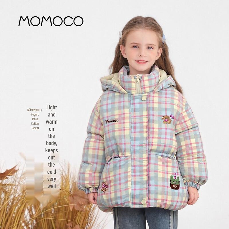 MOMOCO Girls Plaid Padded Winter Jacket with Cute Animal Design 105