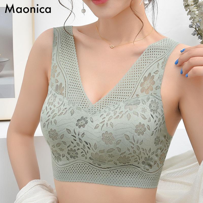 

Large Size Lace Underwear Women s Sexy Tank Top Comfortable Anti-exposure Chest Wrap with Chest Pad Seamless Bra 4XL світло-рожевий колір