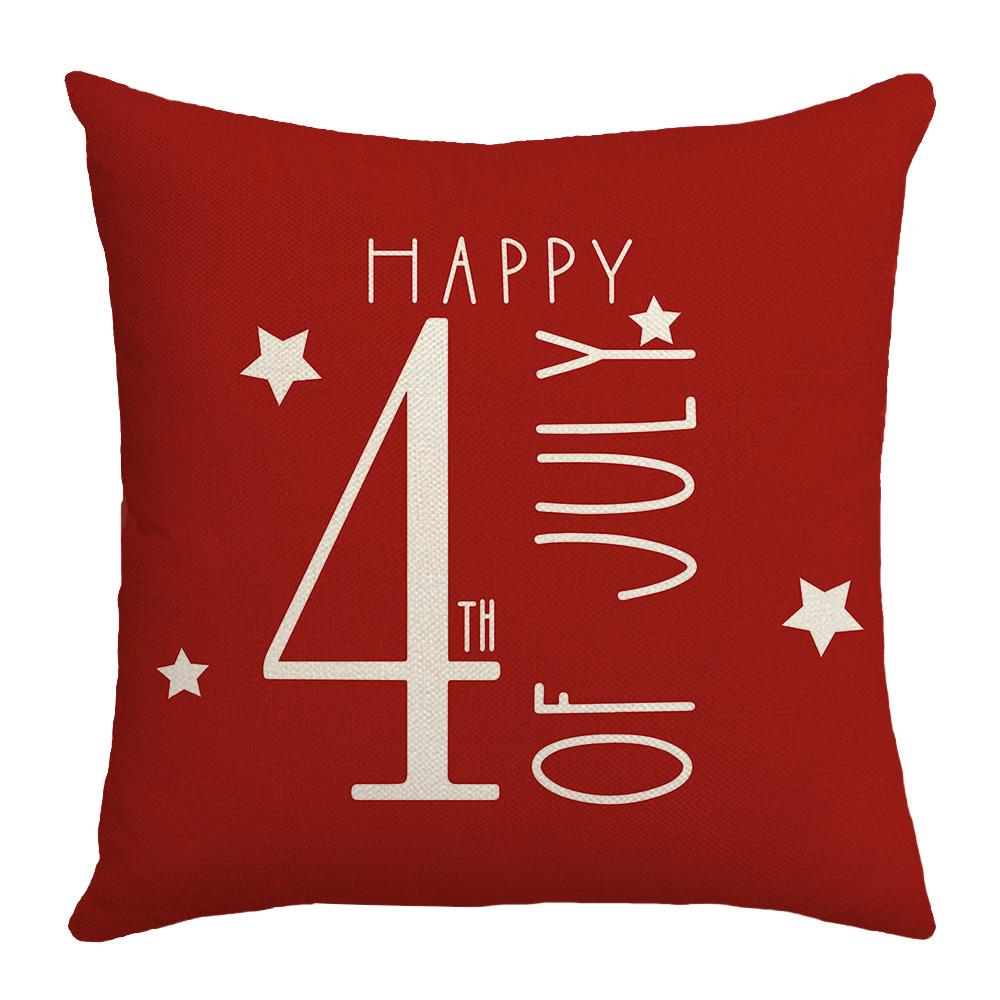 New American Flag Letters Independence Day Cushion Sofa Office Printed Linen Pillow Cover Cushion Cover