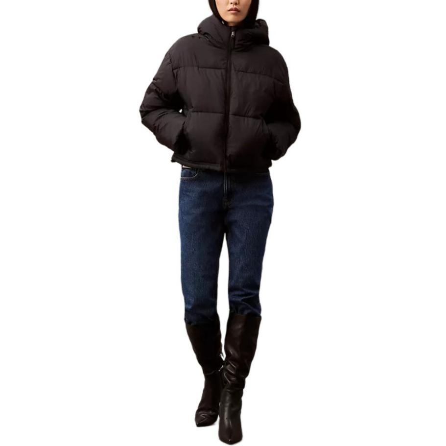 

Calvin Klein Short Hooded Loose Long Sleeve Cotton Jacket Women jackets Black 40WL409-001 XXL