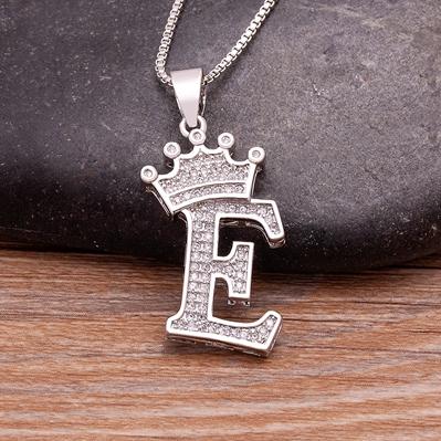 Nidin Luxury A-Z Crown Alphabet Pendant Chain Necklace Punk Style Lucky Initial Name Jewelry Fine Party Wedding Birthday Gift