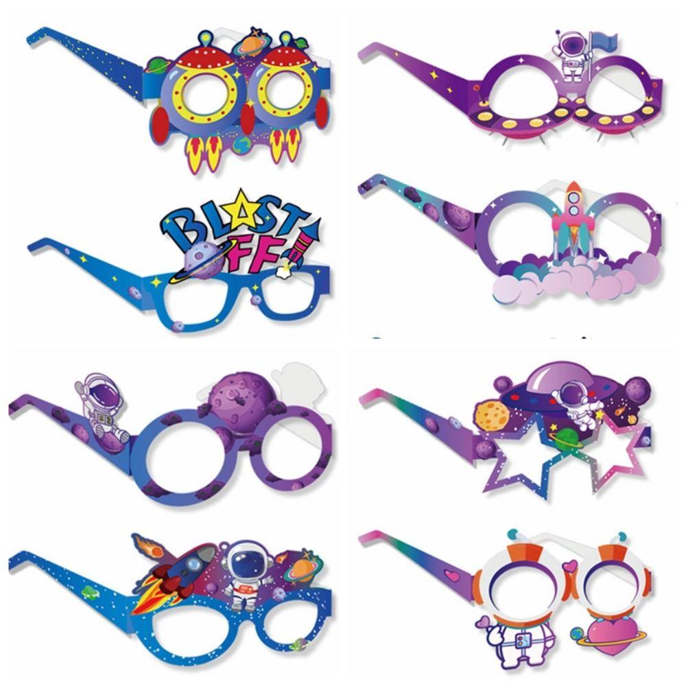 

8pcs Astronaut Rocket Outer Space Paper Eyeglasses Carnival Holiday Decor 8pcs