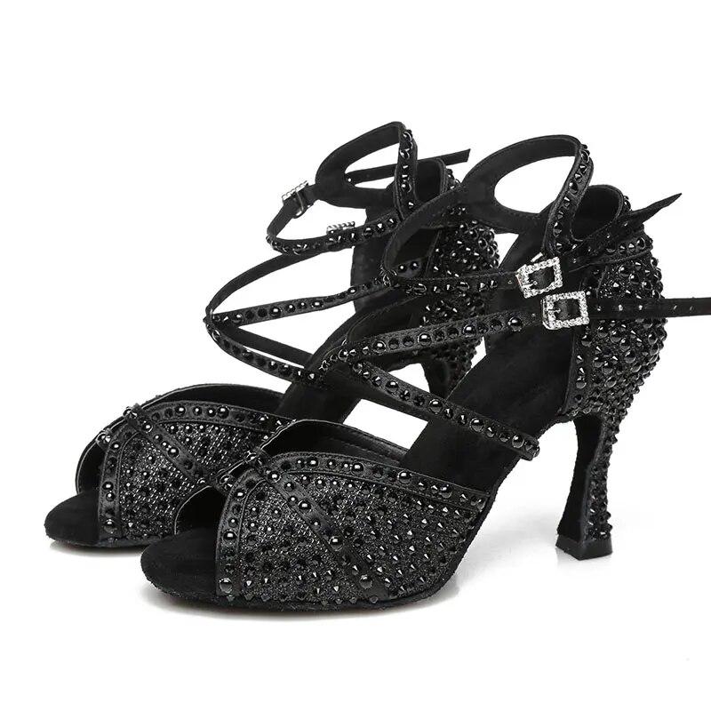 Party Tanzschuhe Damen Salsa Schwarz Rot Tango Schuhe Latin Dance Schuhe Mädchen Dünne Ferse Offene spitze Ballsaal Tanzen Schuhe