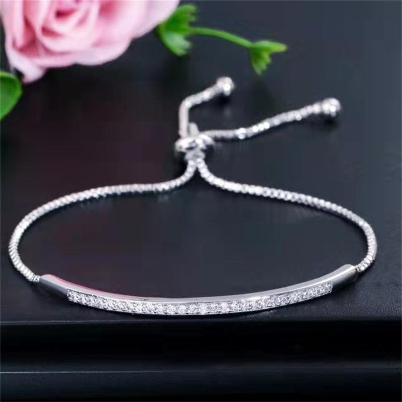 hot-selling creative exquisite hand jewelry micro-inlaid zircon single-row curved bracelet adjustable