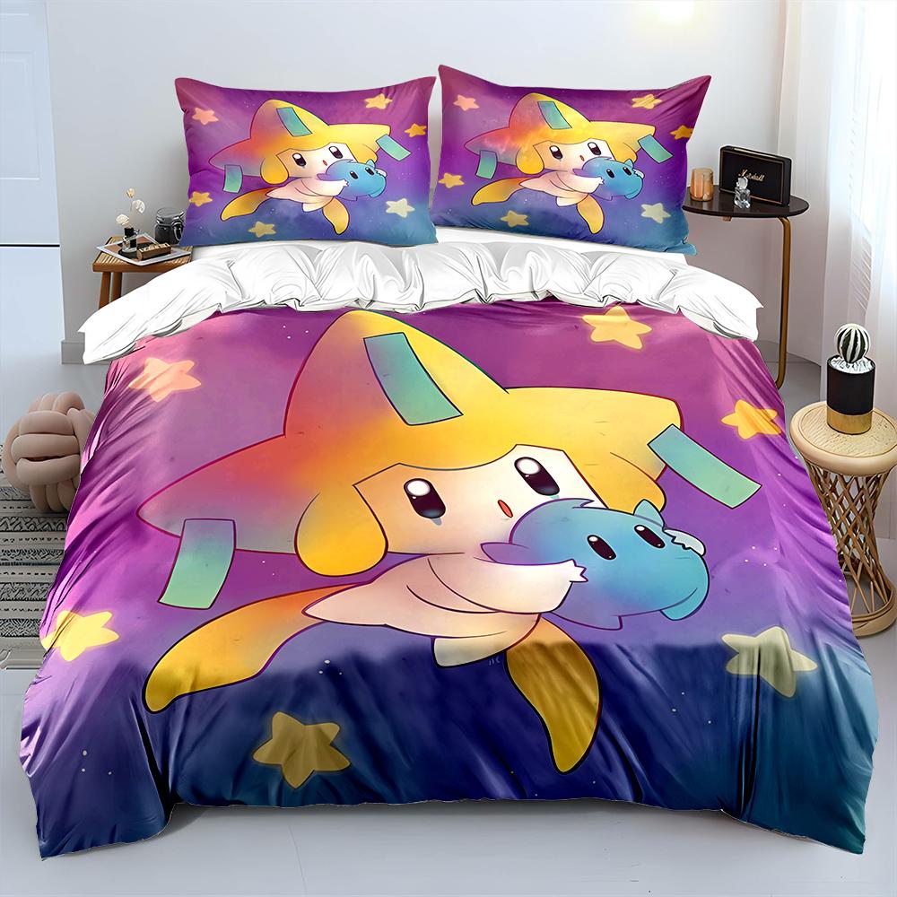 Pokemon Jirachi Printed Bedding Set 3PC 1 Duvet Cover 2 Pillowcases Adult and Children Warm Soft Bedding Set Luxury Gift