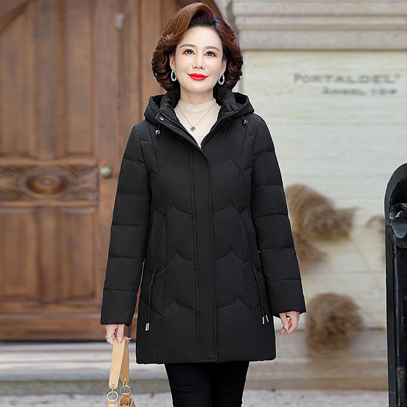 Down jacket women's white duck down new style mother's winter coat middle-aged and elderly loose style down jacket
