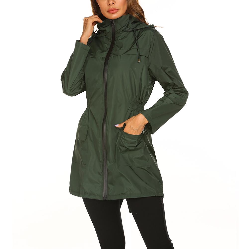 Wasserdichte Kleidung mit Kapuze, Taille, Outdoor-Windjacke, Bergsteigerjacke für Damen
