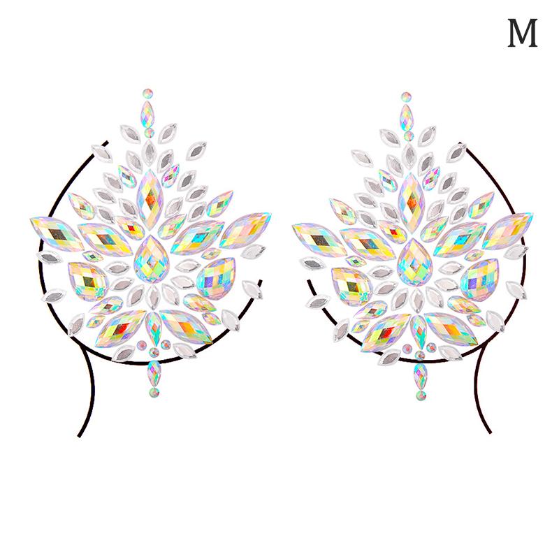 Breast Jewels Tattoo Rhinestone Chest Sticker Temporary Tattoo Glitter Breast Body Gems Tattoo Sticker Body Decor Jewel Paste