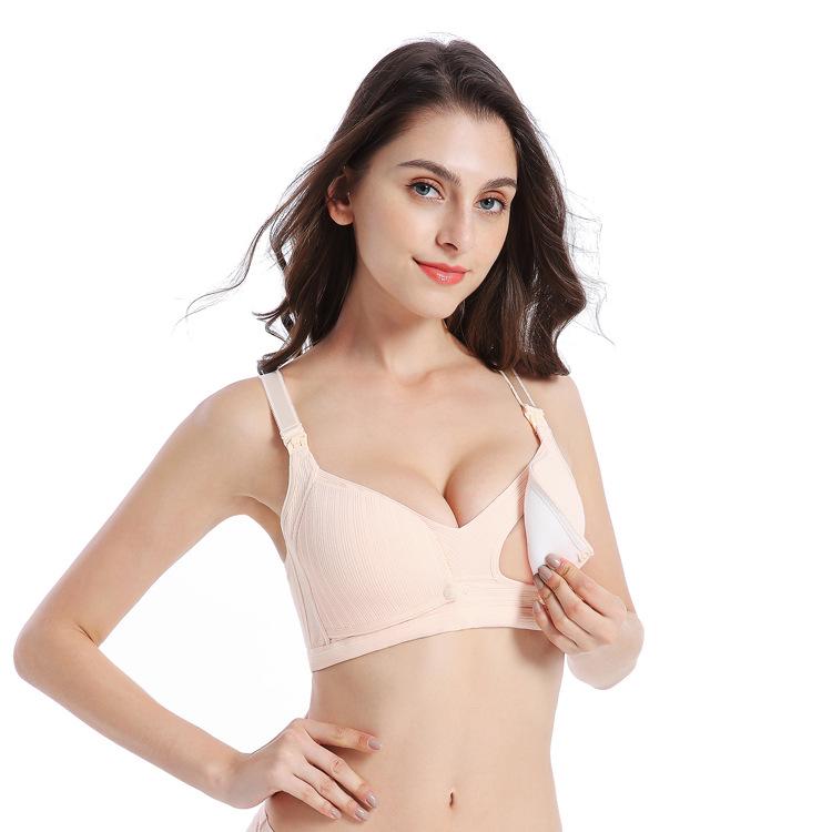 Wireless Nursing Bra: Threaded Thin, Double Buckle, Anti-Exposure for Pregnancy & Breastfeeding