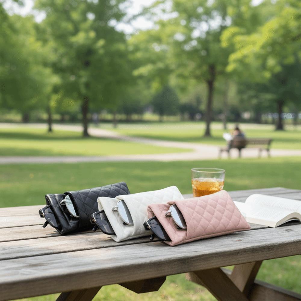 Portable Spring Auto-close Glasses Bag Leather Glasses Storage Bag  Eyewear Protector Case