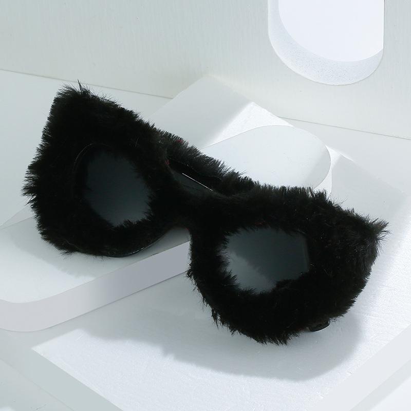 Plush Winter Sunglasses Women'S Cat Eye Sunglasses Women'S Douyin Sunglasses