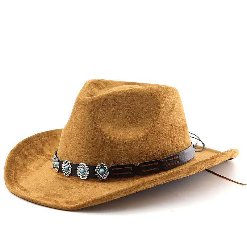 Suede ethnic style tibetan style western cowboy hat top hat fall and winter men's and women's felt hat peaked edge jazz hat hat