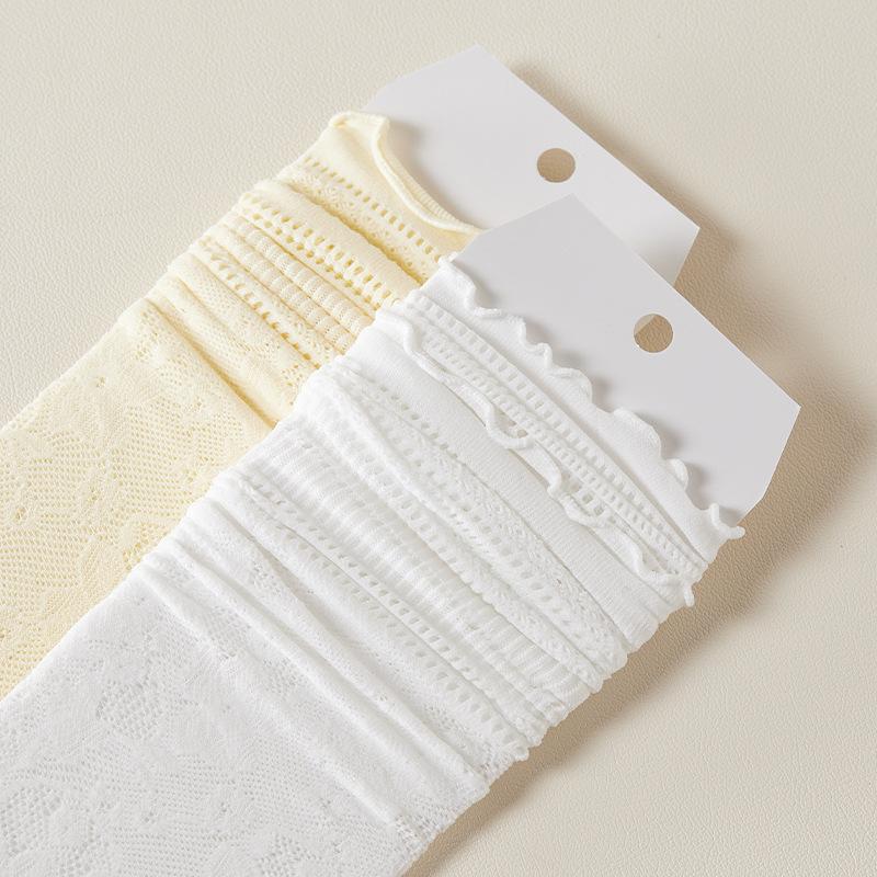 Women's Summer Light and Thin Lace Sexy Mesh Long Calf Pile Socks