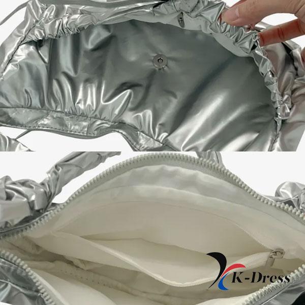 Shirring String Scrunch Shoulder Bag Nylon Ribbon Mini Gathered Casual Daily Look Date Look Travel Bag 4 Colors