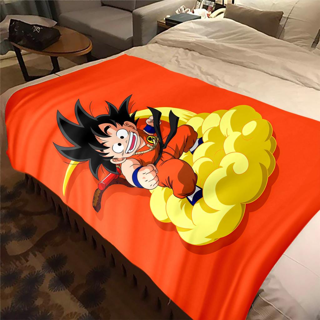 1pz Coperta in Flanella con Stampa Son Goku, Alta Qualità per Tutte le Stagioni, Decorazione per la Casa, Calore e Comfort, Perfetta per Regali di Natale