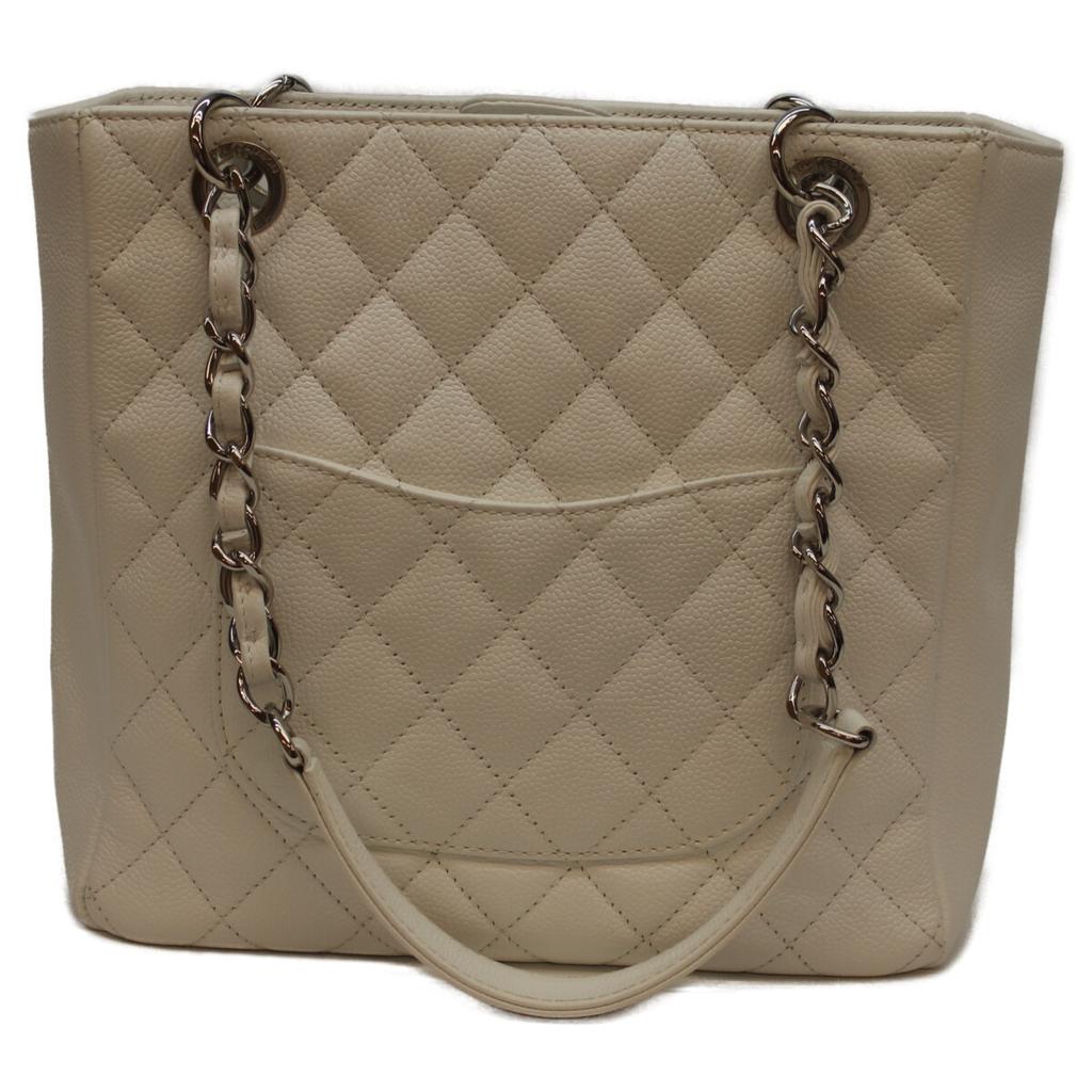 CHANEL No. 15 White Caviar with Silver Hardware PST Tote Tote Bag whiteUsed