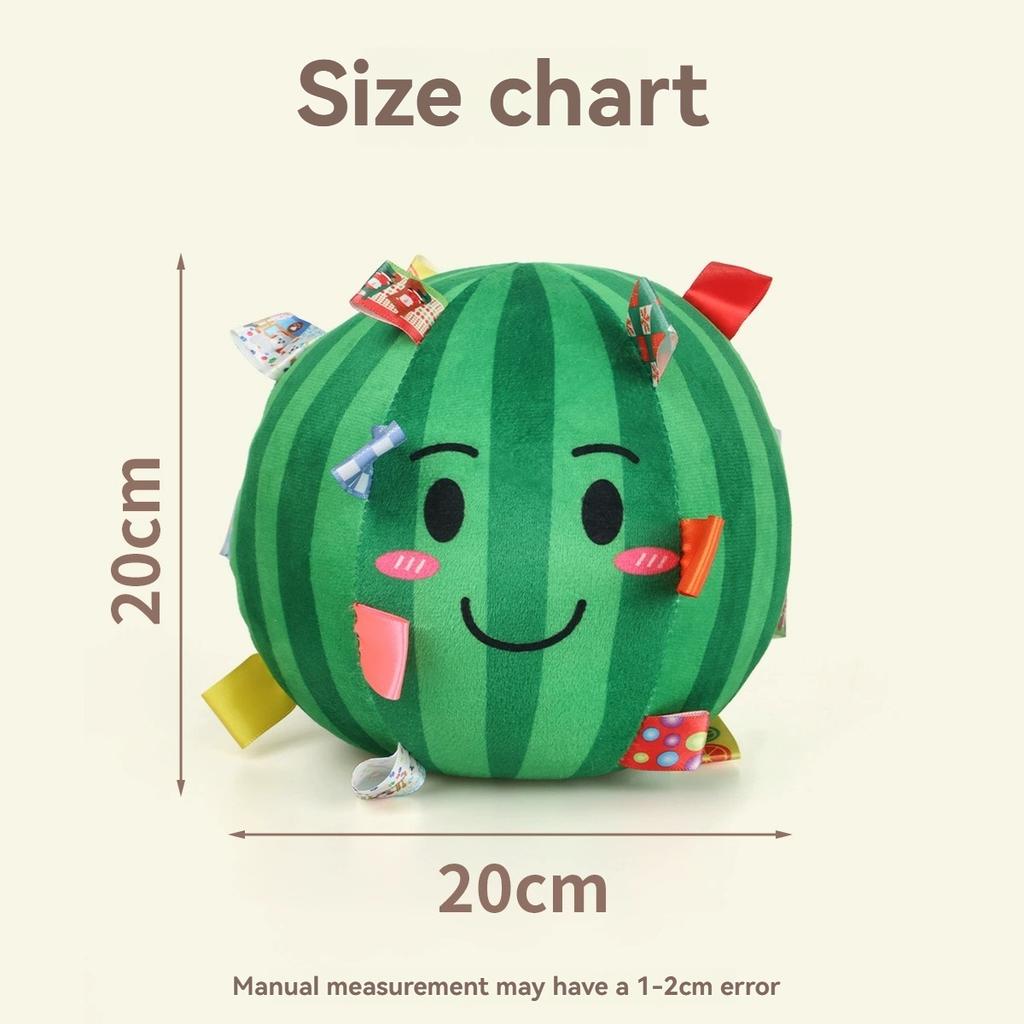 Cute Watermelon Squeaky Dog Toy Ball, Soft Plush Pet Chew Toy with Sound for Puppy Cat, Interactive Boredom Relief Pet Toy