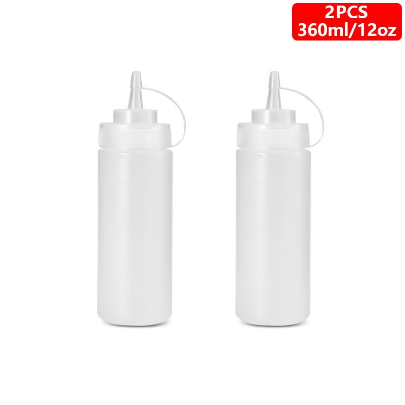 1/2/4/6 Stück Gewürz-Quetschflaschen mit Kappen, Kunststoff-Quetschspender mit Messangaben für Ketchup, BBQ, Saucen, Sirup