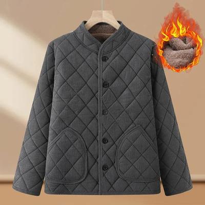 Giacca Imbottita Spessa Invernale da Uomo Casual Trapuntata Calda Foderata in Pile Cappotto per Uomo di Mezza Età Papà Monocolore Abbigliamento da Esterno