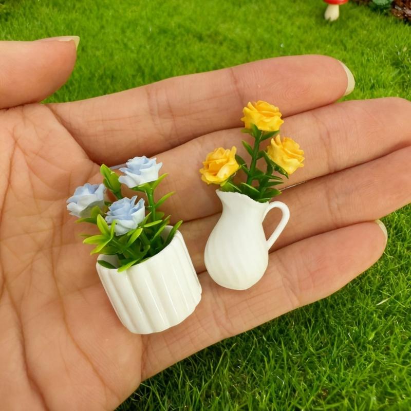 1/12 Miniature Artificial Potted Plant For Doll House Decoration Realistic Plastic Greenery Scene Display Accessories