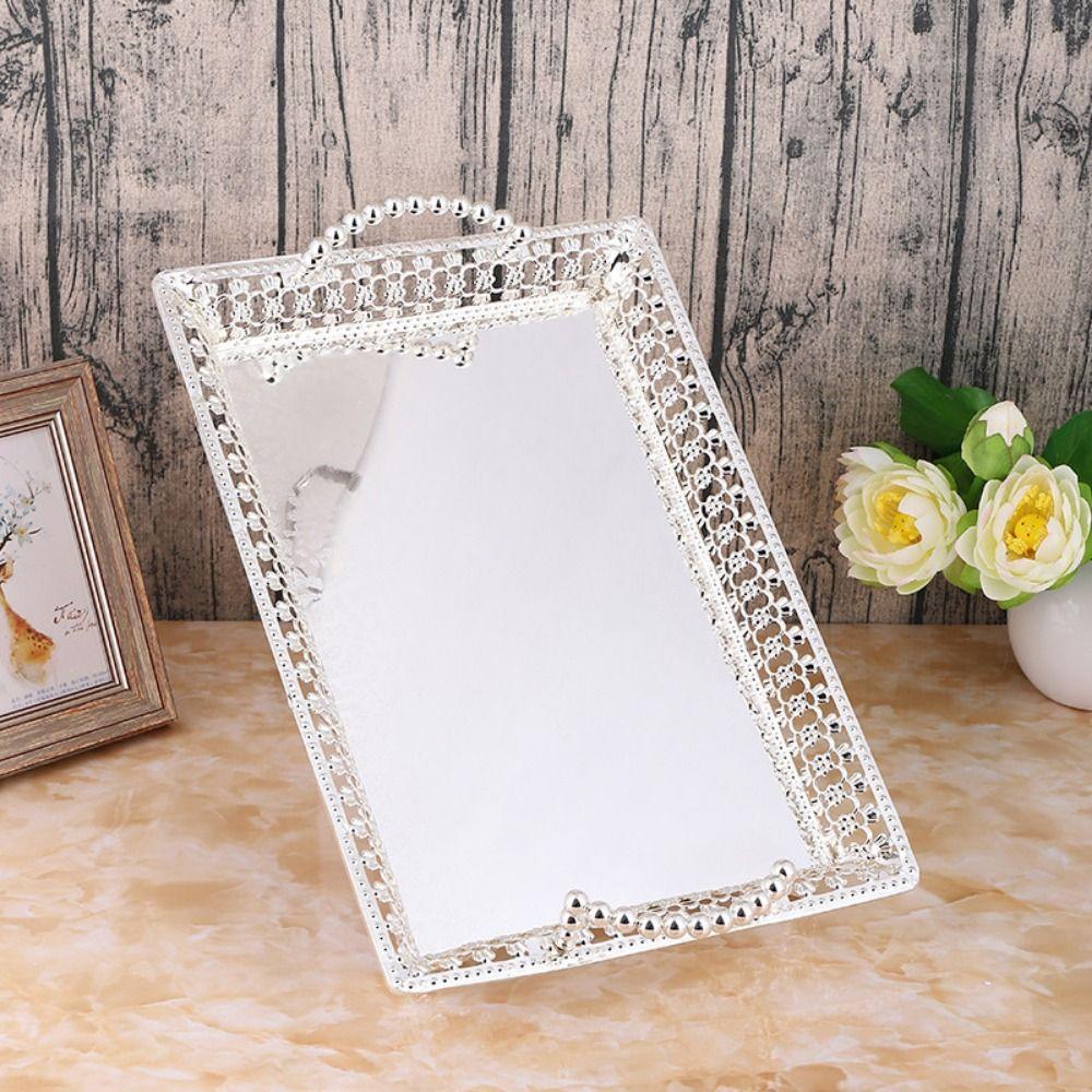 Iron Metal Fruit Tray Handmade Snack Storage Tray European Style Afternoon Tea Plate  Cake