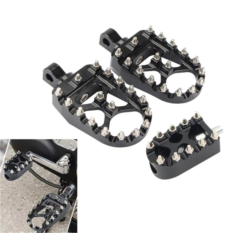 Anti Slip Lightweight Motorcycle Footrests Pegs With Vintage Styling Heavy Duty Aluminum Alloy Universal Application 2x