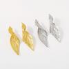 1 Pair Twisted Leaf Earrings Geometric Exaggerate Elegant Shiny Metal Hypoallergenic Women Girls Earrings Fashion Jewelry Accessories Gift