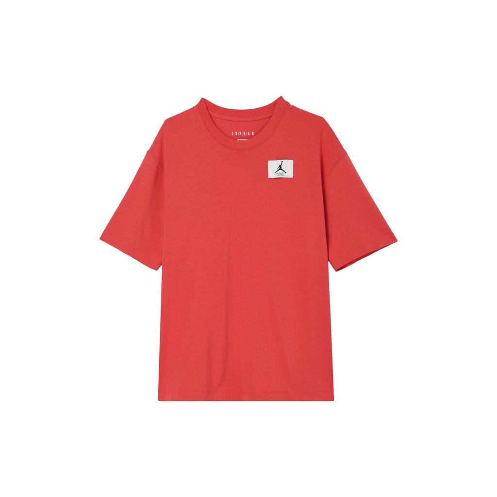 Jordan Flight Essentials Oversized Solid Color Crew Neck Logo Patch Short Sleeve T-Shirt Women T-Shirts Lobster-Red DD7058-605